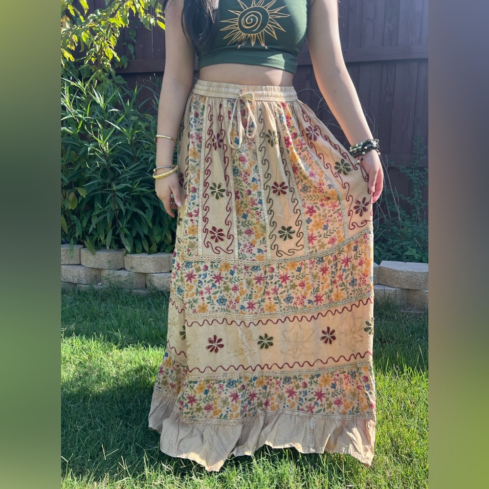 Vintage Vibe Floral Patchwork Skirt